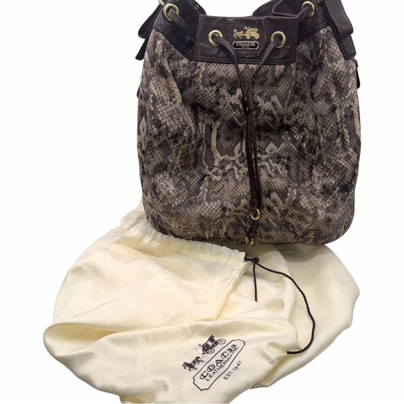 Coach Madison Python Large Marielle Drawstring Shoulder Bucket Bag - Picture 10 of 11